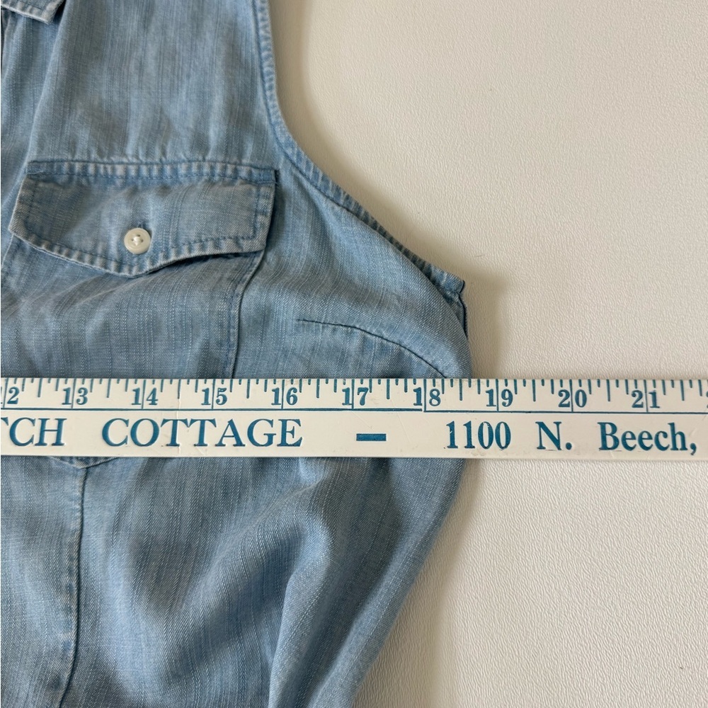 UNTUCKit Chambray Shirt Dress Sleeveless Button Front Tie Waist Blue Size 4 - Picture 6 of 6
